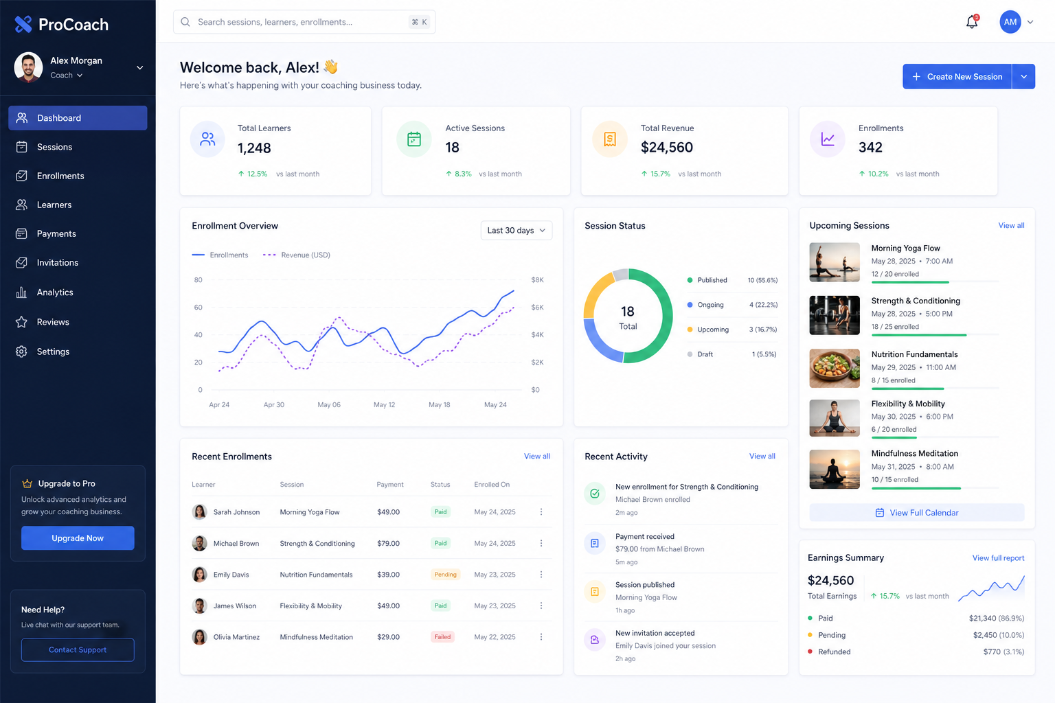 ProCoach product screenshot