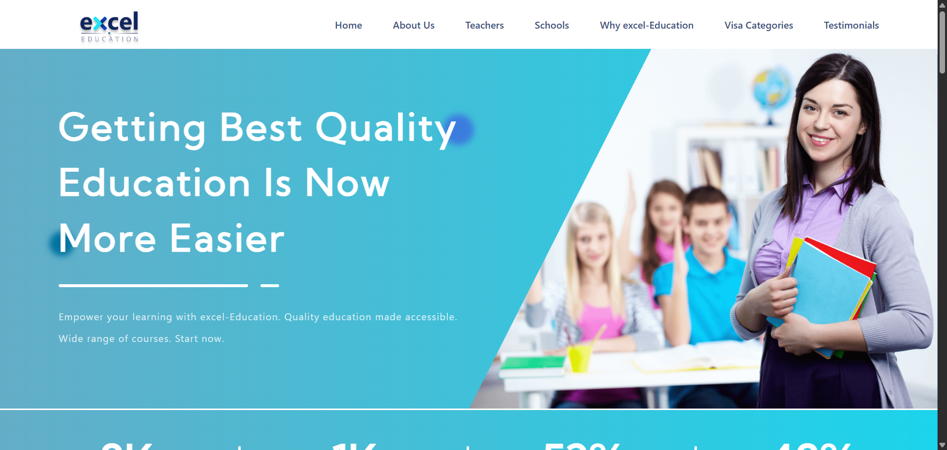 Excel Education website screenshot